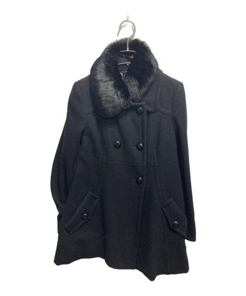 BURBERRY BLUE LABEL（バーバリーロンドンブルーレーベル）BURBERRY BLUE LABEL (バーバリーロンドンブルーレーベル) ラビットファー付ウールコート ブラック サイズ:38の古着・服飾アイテム