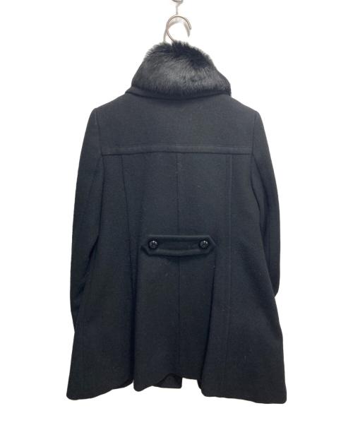 BURBERRY BLUE LABEL（バーバリーロンドンブルーレーベル）BURBERRY BLUE LABEL (バーバリーロンドンブルーレーベル) ラビットファー付ウールコート ブラック サイズ:38の古着・服飾アイテム