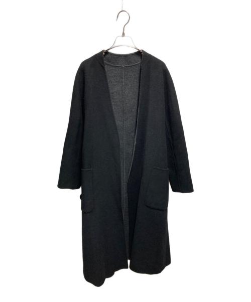 allureville（アルアバイル）allureville (アルアバイル) ウールリバースタンドロングコート ブラック サイズ:1の古着・服飾アイテム