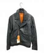 HUGO BOSSヒューゴ ボス）の古着「レザーライダースジャケット」｜ブラック