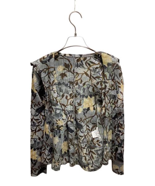 PLEATS PLEASE（プリーツプリーズ）PLEATS PLEASE (プリーツプリーズ) NATHALIE LETE (ナタリー・レテ) 花総柄ブラウス ブルー サイズ:2の古着・服飾アイテム