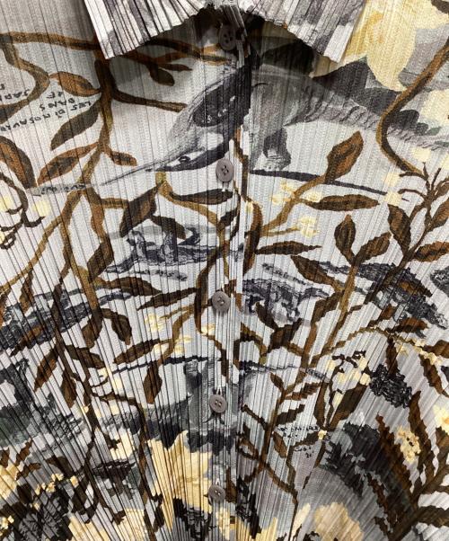 PLEATS PLEASE（プリーツプリーズ）PLEATS PLEASE (プリーツプリーズ) NATHALIE LETE (ナタリー・レテ) 花総柄ブラウス ブルー サイズ:2の古着・服飾アイテム