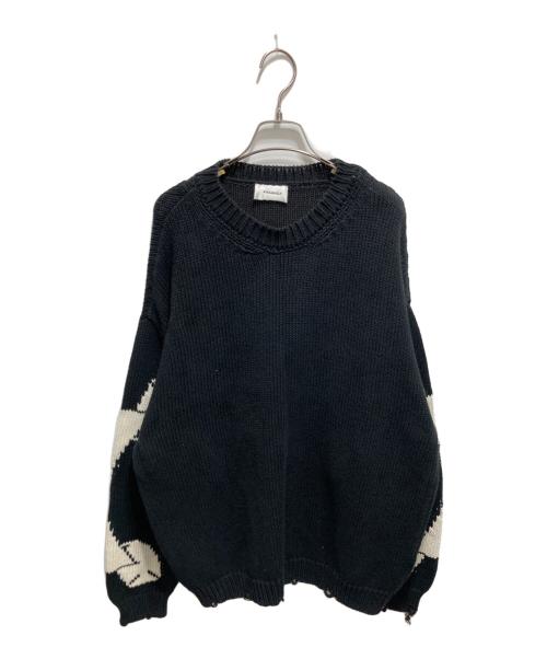 askyurself（アスクユアセルフ）askyurself (アスクユアセルフ) chunky banned knit ブラック サイズ:Ⅼの古着・服飾アイテム