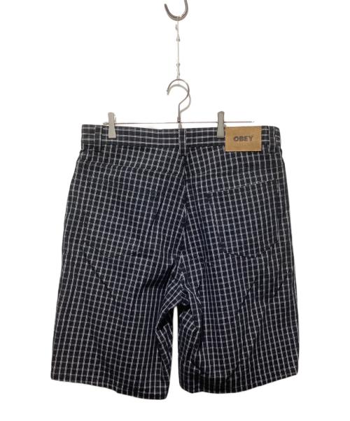 OBEY（オベイ）OBEY (オベイ) PLAID BAGGY DENIM SHORT ブラック サイズ:34の古着・服飾アイテム