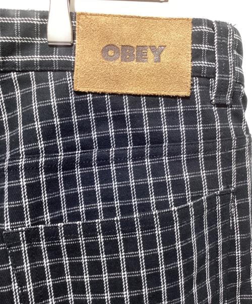 OBEY（オベイ）OBEY (オベイ) PLAID BAGGY DENIM SHORT ブラック サイズ:34の古着・服飾アイテム