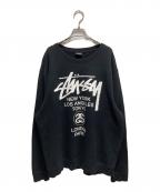 stussyステューシー）の古着「LOGO CREW SWEAT」｜ブラック