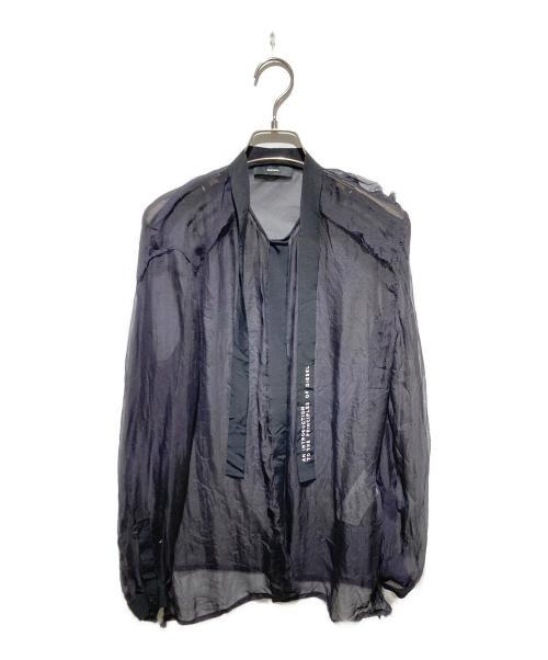 DIESEL（ディーゼル）DIESEL (ディーゼル) ロゴテープシアーブラウス ブラック サイズ:Sの古着・服飾アイテム