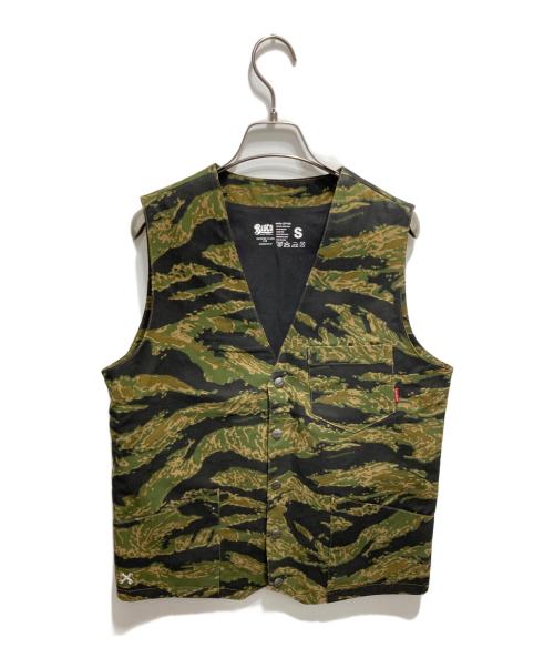 BLUCO WORK GARMENT（ブルコ ワーク ガーメント）BLUCO WORK GARMENT (ブルコ ワーク ガーメント) ワークカモ柄ベスト カーキ サイズ:Sの古着・服飾アイテム