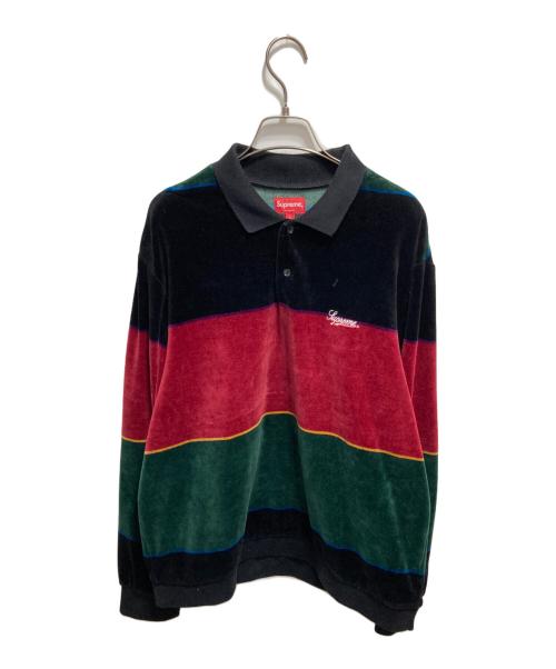 SUPREME（シュプリーム）Supreme (シュプリーム) 19AW Stripe Velour L/S Polo マルチカラー サイズ:Lの古着・服飾アイテム