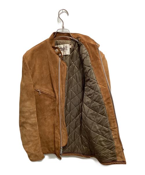SCHOTT BROS.（ショット）SCHOTT BROS. (ショットブロス) スエードレザーライダースジャケット ブラウン サイズ:36の古着・服飾アイテム