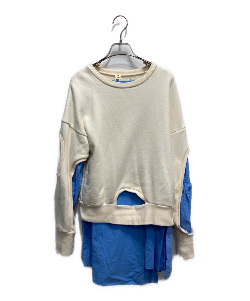 nagonstans（ナゴンスタンス）nagonstans (ナゴンスタンス) French Terry Puddle P.O トレーナー ベージュ×ブルー サイズ:38の古着・服飾アイテム