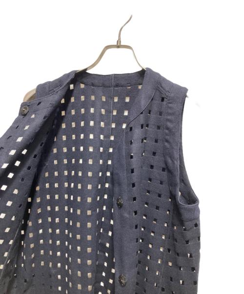 PLAIN PEOPLE（プレインピープル）PLAIN PEOPLE (プレインピープル) カットワークデザインロングジレ ネイビー サイズ:9の古着・服飾アイテム