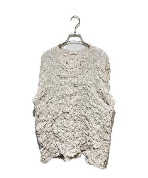 plantation（プランテーション）Plantation (プランテーション) ギンガムチェック チェックブラウス ホワイト×アイボリー サイズ:Mの古着・服飾アイテム