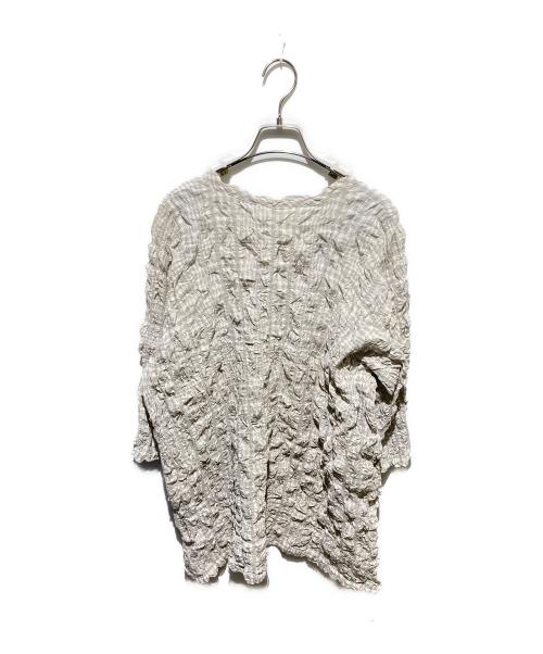 plantation（プランテーション）Plantation (プランテーション) ギンガムチェック チェックブラウス ホワイト×アイボリー サイズ:Mの古着・服飾アイテム