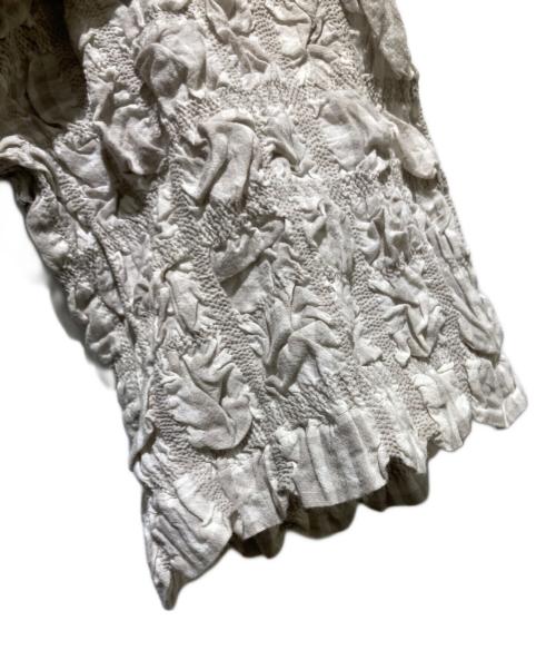 plantation（プランテーション）Plantation (プランテーション) ギンガムチェック チェックブラウス ホワイト×アイボリー サイズ:Mの古着・服飾アイテム