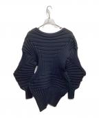 PLEATS PLEASEプリーツプリーズ）の古着「デザインニット」｜ネイビー