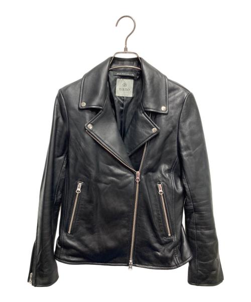 nano・universe（ナノ・ユニバース）nano・universe (ナノ・ユニバース) ラムレザーライダースジャケット ブラック サイズ:36の古着・服飾アイテム
