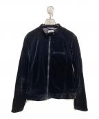 Paul Smith Londonポールスミスロンドン）の古着「ベロア シングルライダースジャケット」｜ブラック