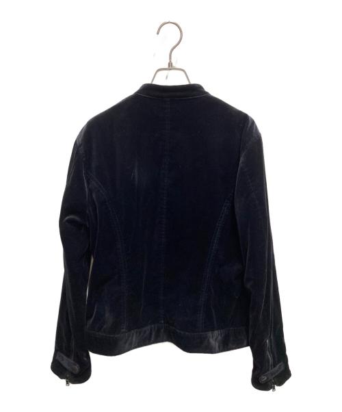 Paul Smith London（ポールスミスロンドン）Paul Smith London (ポールスミスロンドン) ベロア シングルライダースジャケット ブラック サイズ:Mの古着・服飾アイテム