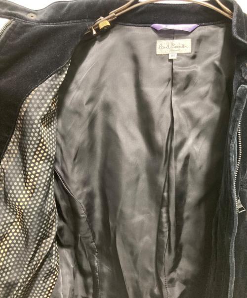 Paul Smith London（ポールスミスロンドン）Paul Smith London (ポールスミスロンドン) ベロア シングルライダースジャケット ブラック サイズ:Mの古着・服飾アイテム