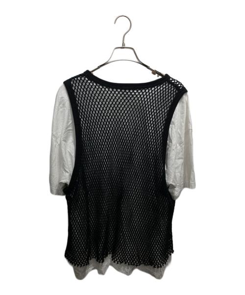 HEDIE（エディクロス）HEDIE (エディクロス) Mesh Layered Tee ブラック×ホワイト サイズ:Mの古着・服飾アイテム