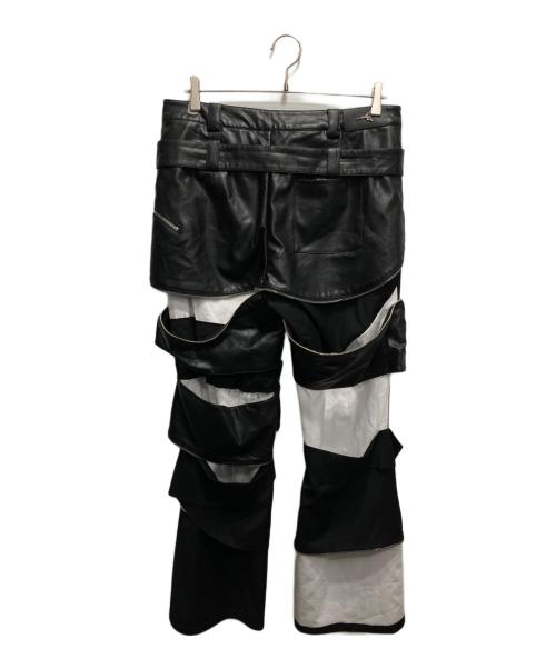 YOIKADAKADA（ヨイカダカダ）YOIKADAKADA (ヨイカダカダ) パンク風二重ワイドパンツ ブラック サイズ:Lの古着・服飾アイテム