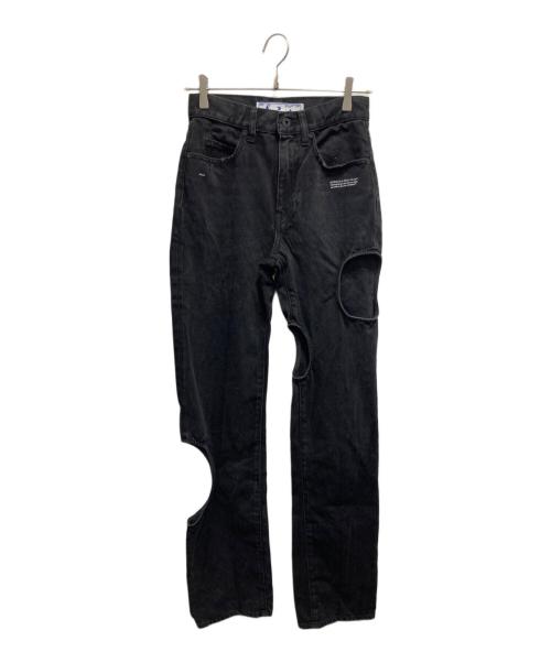 OFFWHITE（オフホワイト）OFFWHITE (オフホワイト) カットワークデザインパンツ ブラック サイズ:26の古着・服飾アイテム