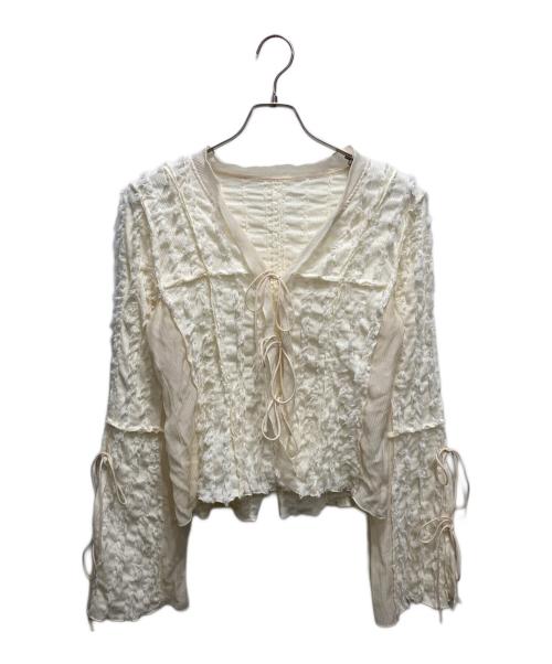 PRANK PROJECT（プランクプロジェクト）PRANK PROJECT (プランクプロジェクト) Fringe Jacquard Frill Cardigan ホワイト サイズ:FREEの古着・服飾アイテム