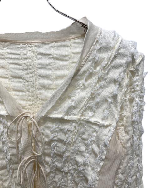 PRANK PROJECT（プランクプロジェクト）PRANK PROJECT (プランクプロジェクト) Fringe Jacquard Frill Cardigan ホワイト サイズ:FREEの古着・服飾アイテム