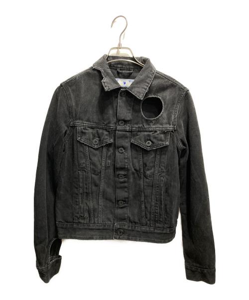 OFFWHITE（オフホワイト）OFFWHITE (オフホワイト) カットワークデザインデニムジャケット ブラック サイズ:38の古着・服飾アイテム