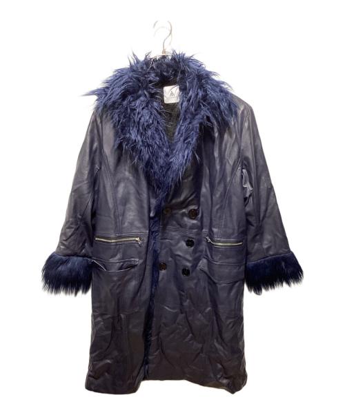 YOIKADAKADA（ヨイカダカダ）YOIKADAKADA (ヨイカダカダ) ファーデザインコート ネイビー サイズ:Lの古着・服飾アイテム