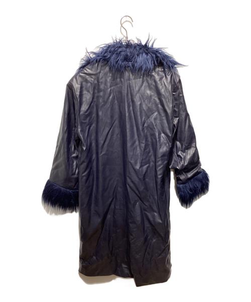 YOIKADAKADA（ヨイカダカダ）YOIKADAKADA (ヨイカダカダ) ファーデザインコート ネイビー サイズ:Lの古着・服飾アイテム