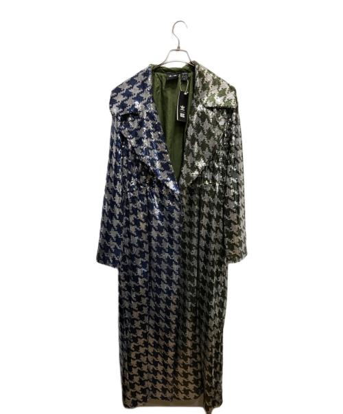 adidas（アディダス）adidas (アディダス) Ivy Park (アイヴィーパーク) 千鳥格子柄スパンコール ロングジャケット シルバー サイズ:OT 未使用品の古着・服飾アイテム