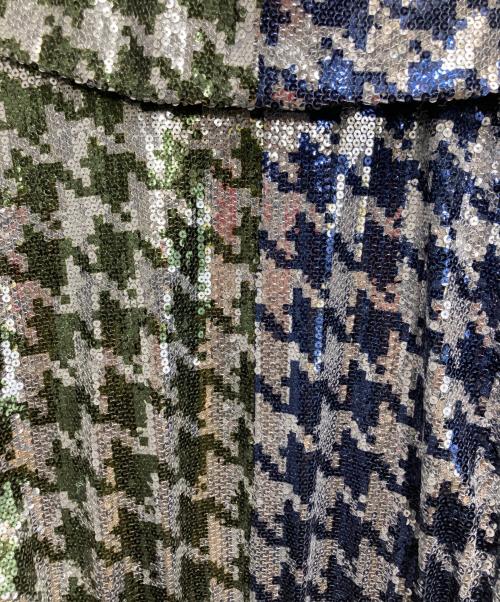 adidas（アディダス）adidas (アディダス) Ivy Park (アイヴィーパーク) 千鳥格子柄スパンコール ロングジャケット シルバー サイズ:OT 未使用品の古着・服飾アイテム