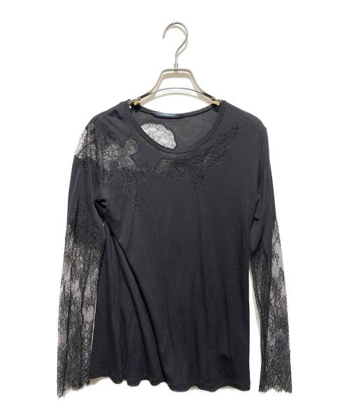 ermanno scervino（エルマノシェルビーノ）ERMANNO SCERVINO (エルマノシェルビーノ) レース切替カットソー ブラック サイズ:40の古着・服飾アイテム