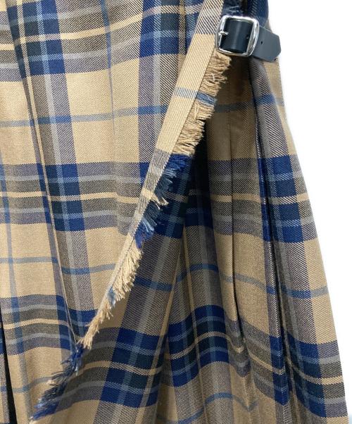 O'NEIL OF DUBLIN（オニールオブダブリン）O'NEIL OF DUBLIN (オニールオブダブリン) ロングチェックラップスカート ブラウン サイズ:40の古着・服飾アイテム