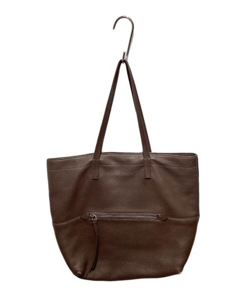 MIU MIU（ミュウミュウ）MIU MIU (ミュウミュウ) レザーショッピングトートバッグ ブラウンの古着・服飾アイテム