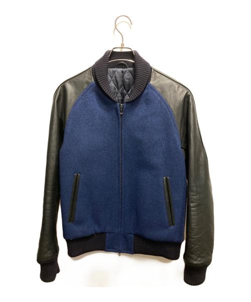 ATTACHMENT（アタッチメント）ATTACHMENT (アタッチメント) レザー切替カシミヤ混スタジャン ネイビー サイズ:2の古着・服飾アイテム