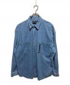 pellepelleペレペレ）の古着「ロゴ刺繍 デニムシャツ」｜インディゴ