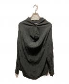 ISSEY MIYAKEイッセイミヤケ）の古着「80s 筆タグ シルク混スウィングネックデザインシャツ」｜ブラック