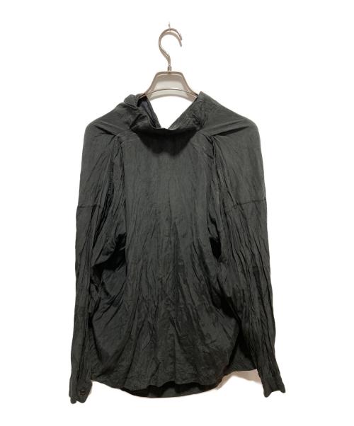 ISSEY MIYAKE（イッセイミヤケ）ISSEY MIYAKE (イッセイミヤケ) 80s 筆タグ シルク混スウィングネックデザインシャツ ブラック サイズ:Ｍの古着・服飾アイテム