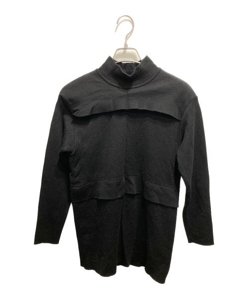 ISSEY MIYAKE（イッセイミヤケ）ISSEY MIYAKE (イッセイミヤケ) 80s 筆タグ ウールタック切替ハイネックニット ブラック サイズ:Ⅿの古着・服飾アイテム
