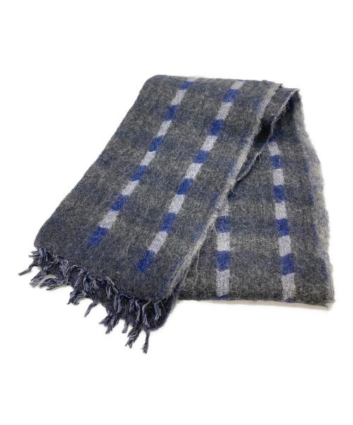 IM ISSEY MIYAKE（アイエムイッセイミヤケ）im issey miyake (アイエムイッセイミヤケ) デザインマフラー ネイビー×グレーの古着・服飾アイテム