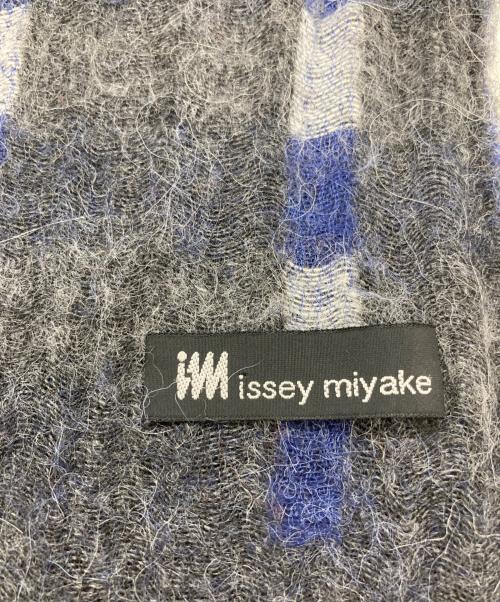 IM ISSEY MIYAKE（アイエムイッセイミヤケ）im issey miyake (アイエムイッセイミヤケ) デザインマフラー ネイビー×グレーの古着・服飾アイテム
