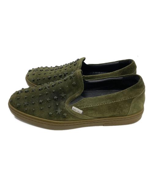 JIMMY CHOO（ジミーチュウ）JIMMY CHOO (ジミーチュウ) スタッズスリッポン カーキ サイズ:44の古着・服飾アイテム
