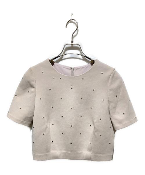 JUSGLITTY（ジャスグリッティー）JUSGLITTY (ジャスグリッティー) ラインストーンクロップドカット ベージュ サイズ:2の古着・服飾アイテム