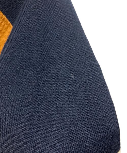 FRED PERRY（フレッドペリー）FRED PERRY (フレッドペリー) nicholas daley (ニコラス デイリー) ジップカーディガン/NICHOLAS DALEY KNITTED ZIP THROUGH SHIRT ネイビー×ブラウン サイズ:Mの古着・服飾アイテム