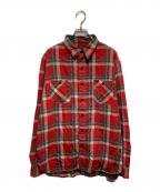 POLO RALPH LAURENポロ・ラルフローレン）の古着「チェックシャツ/classic fit plaid twill workshirt」｜グレー×レッド
