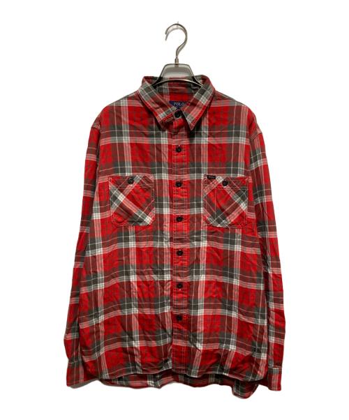 POLO RALPH LAUREN（ポロ・ラルフローレン）POLO RALPH LAUREN (ポロ・ラルフローレン) チェックシャツ/classic fit plaid twill workshirt グレー×レッド サイズ:Lの古着・服飾アイテム