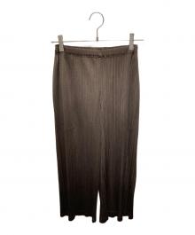 PLEATS PLEASE（プリーツプリーズ）の古着「プリーツワイドパンツ」｜ブラウン
